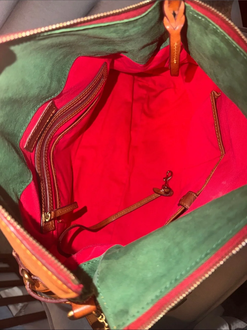 Dooney & Bourke Large Natural Florentine Satchel with crossbody strap
